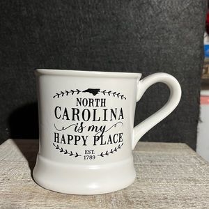 Occasionally Made North Carolina Is My Happy Place White Ceramic Mug Black Trim